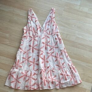 LOFT Pink and White Patterned Dress